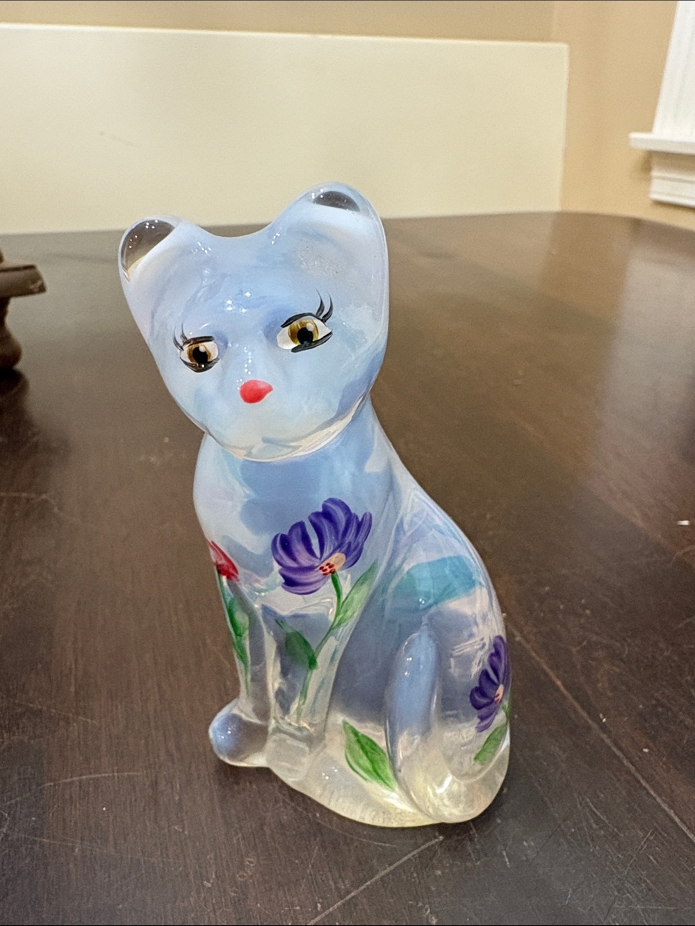 Lenox Fenton Hand-Painted Glass Cat Figurine
